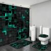 4Pcs Shower Curtain Set with Non-Slip Bath Mat, Toilet Lid Cover, Contour Rug & 12 Hooks, Bathroom