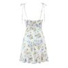 European and American Style, New Women's Clothing, Floral Printing Fungus Edge Slim and Thin Suspender Dress
