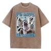 Hip Hop T Shirt Vintage Washed Cotton T-Shirt Bear Animals Graphic Tee Casual Streetwear for Spring Summer Fall