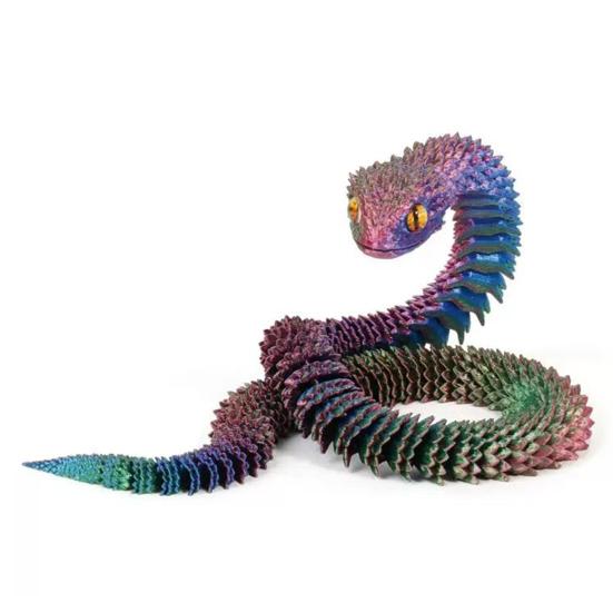 3D Printed Snake Figurine Movable Joints Snake Figure Articulated Animal Model Toy Home Office Bookshelf Desktop Decoration Ornament