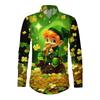 Lucky Clover Print Long Sleeve Shirt, Stylish Casual Button-Up Top