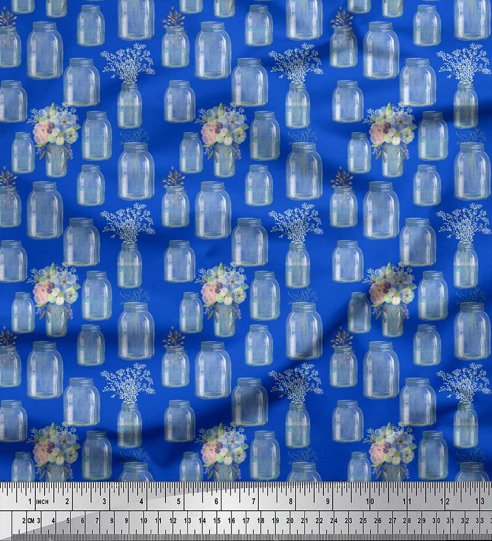 

Соймоі чорна японська креп-атласна тканина Ваза для пляшок і анемони Тканина з квітковим принтом на метри 42 дюйма 42 Inch Wide - Poly Crepe синій