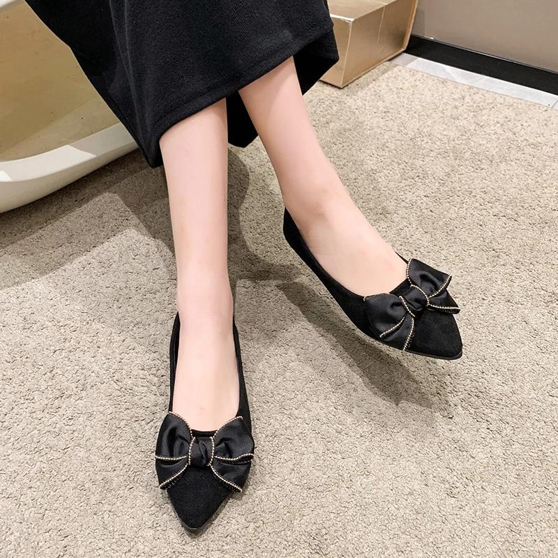 Fashion Bow Leopard Shallow Mouth Slip Womens Dress Casual Shoes Soft Leather Dress Flat Shoes Single Shoes