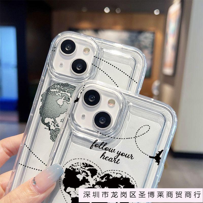 Love aircraft route is suitable for Apple 16 mobile phone case iPhone15 set 14promax transparent 13 airbag 12 bursts