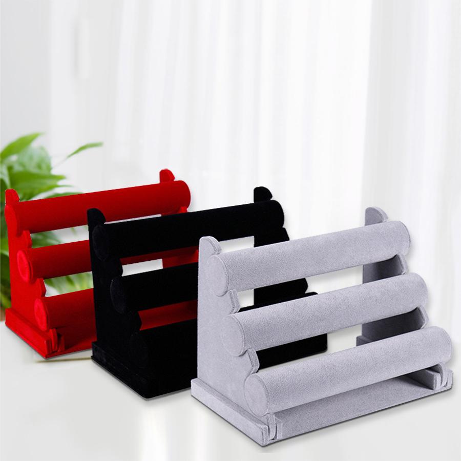 Three-layer Flannelette Bracelet Display Stand, Suitable for a Variety of Scenes of Bracelet Storage and Display