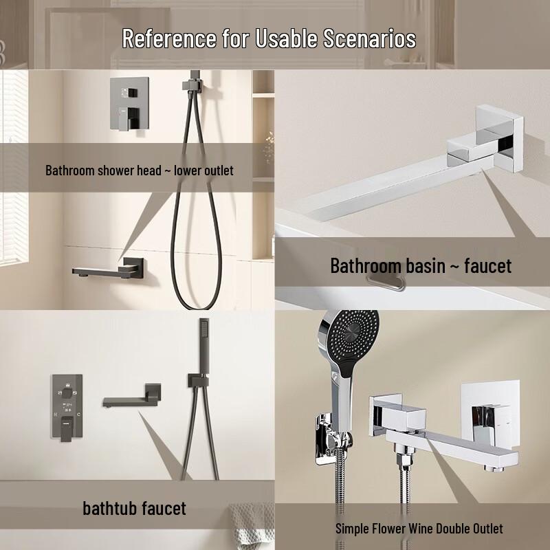LANGZHIWEN Square Wall-Mounted Rotatable Shower Mixer with Basin Spout
