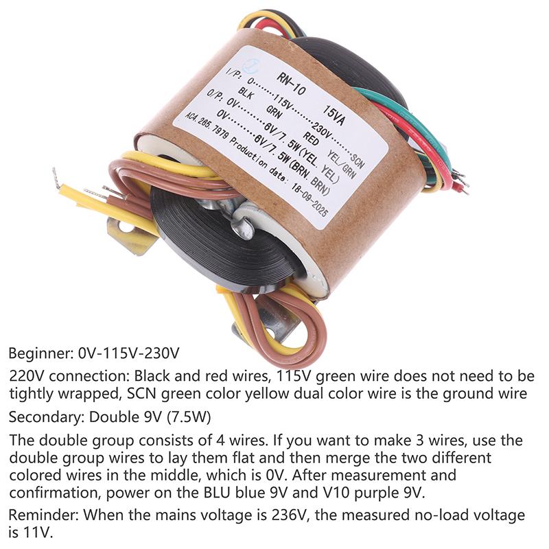 Rn-10 R Core Transformer 10W R10 Dual 9V 12V 15V 18V Transformers 230V To 2X9V Copper 115V Shield Pre-Decode Board Power Supply
