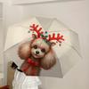 1pc Christmas Poodle with Antlers Umbrella with Plastic Handle,Suitable for All Seasons Home Travel Outdoor UmbrellaDD230