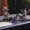 1/2pcs Little Fox Color Changing Tea Pet Ceramic Ornament Creative Home Office Decor Desktop Teaware Tea Ceremony Tradition Gift