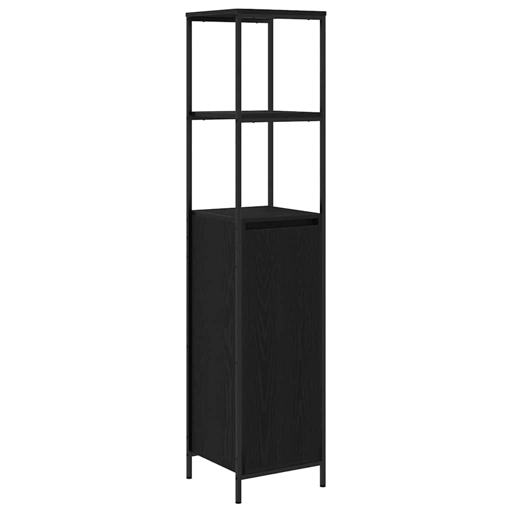 Bathroom Furniture Set 3 Pcs Black Oak Effect Wood Based Material