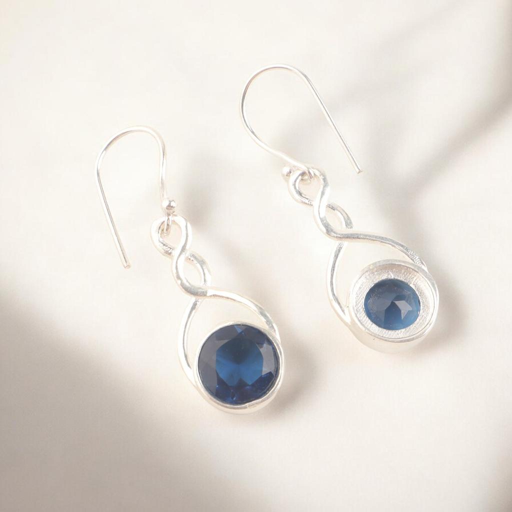 Echter London Blue Topas 925 Sterlingsilber Handgefertigter Schmuck Ohrringe 1,68" CE-15-8