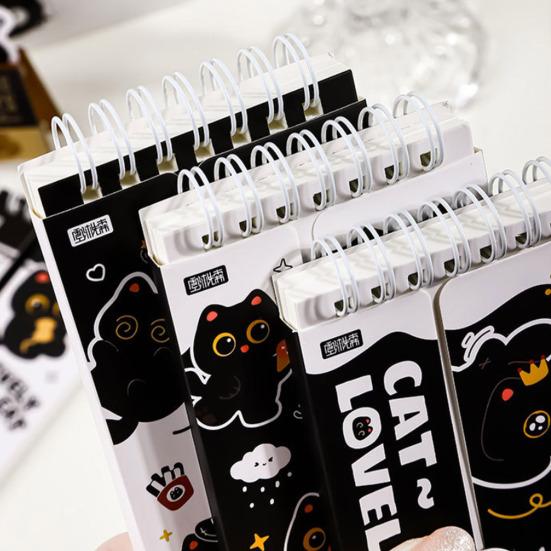 Caderno de Vocabulário Gato Preto Portátil Tamanho de Bolso Mini Caderno Espiral com Argolas Livro de Palavras para Estudantes