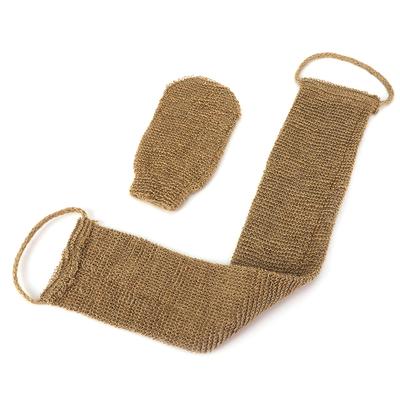Natural Back Scrubber with Glove Body Cleaning Strap Hemp Back Rubbing Tool for Deep Cleaning Skin Relax