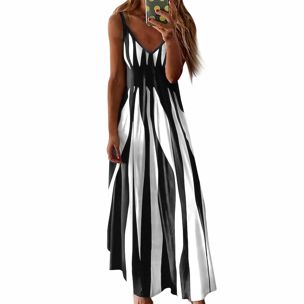 Women's Casual Dresses Summer Geometric Sling V-Neck Women's Dresses
