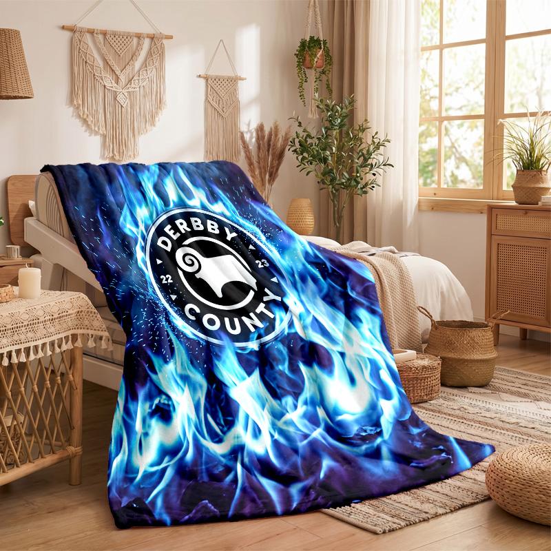Derby County Football Print Flannel Blanket Soft Warm Sofa Bed Throw Blanket For Home Office Bedroom