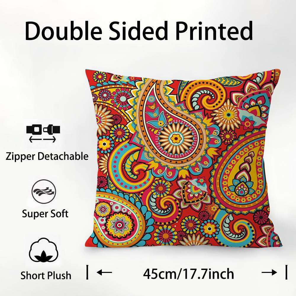 Painted Design P-PaisleyS Pillow Case Plush Fabric Soft Double Sided Print Sofa Cushion Cover Throw Pillow Covers