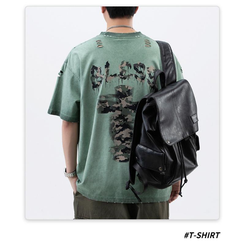 

Летняя американская трикотажная футболка мужская с коротким рукавом, свободного кроя, с принтом, высокой плотности 3XL