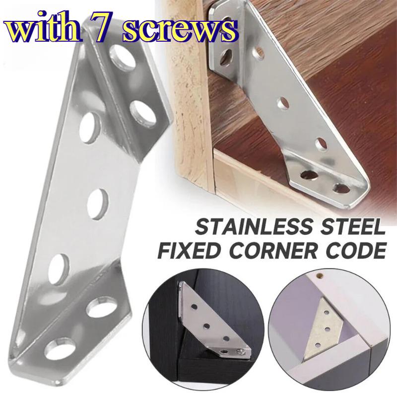 30pcs Stainless Steel Furniture Corner with Screws Corner Brace Angle Corner Bracket for Shelves Wood Furniture Chair Drawer Cabinet