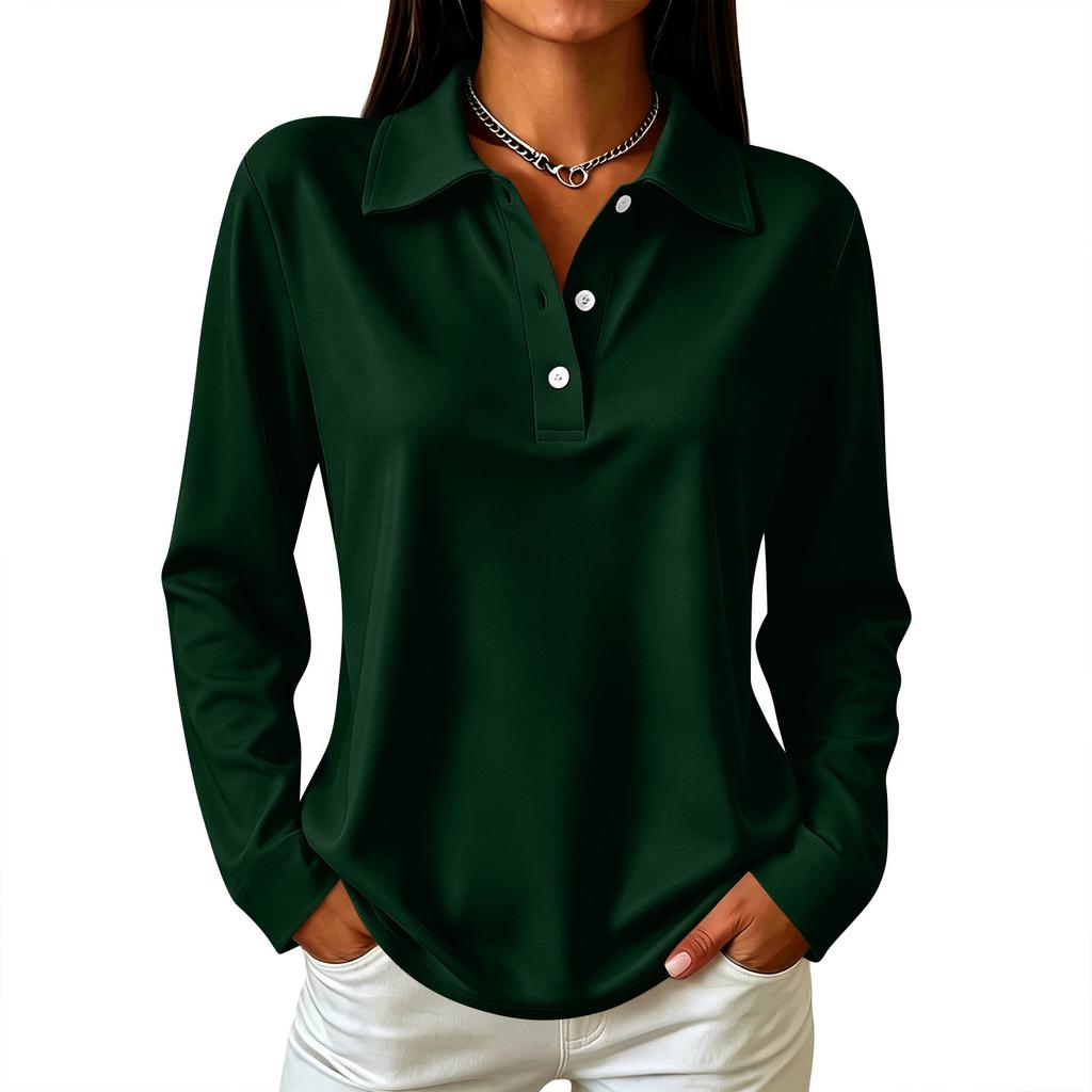 Top casual da donna con bottoni e maniche lunghe