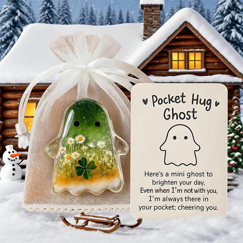 Halloween Ghost Pocket Cards Pocket Comfort Ghosts Pockets Hug Ghost With Encouragement Card Cute Mini Charm Gifts