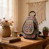 Canvas Vintage Embroidered Backpack With Floral Pattern For Casual Travel And Girls