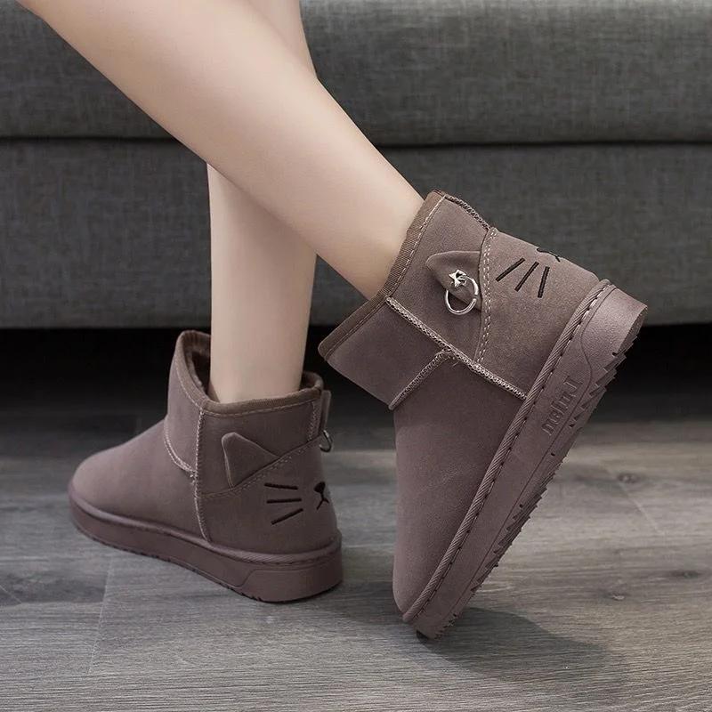 Fashion Furry Snow Boots Woman Flat Warm Female Shoes Elastic Boot Chunky Footwear Shoe Padded on Sale Winter 2024 Booties Platform Hot