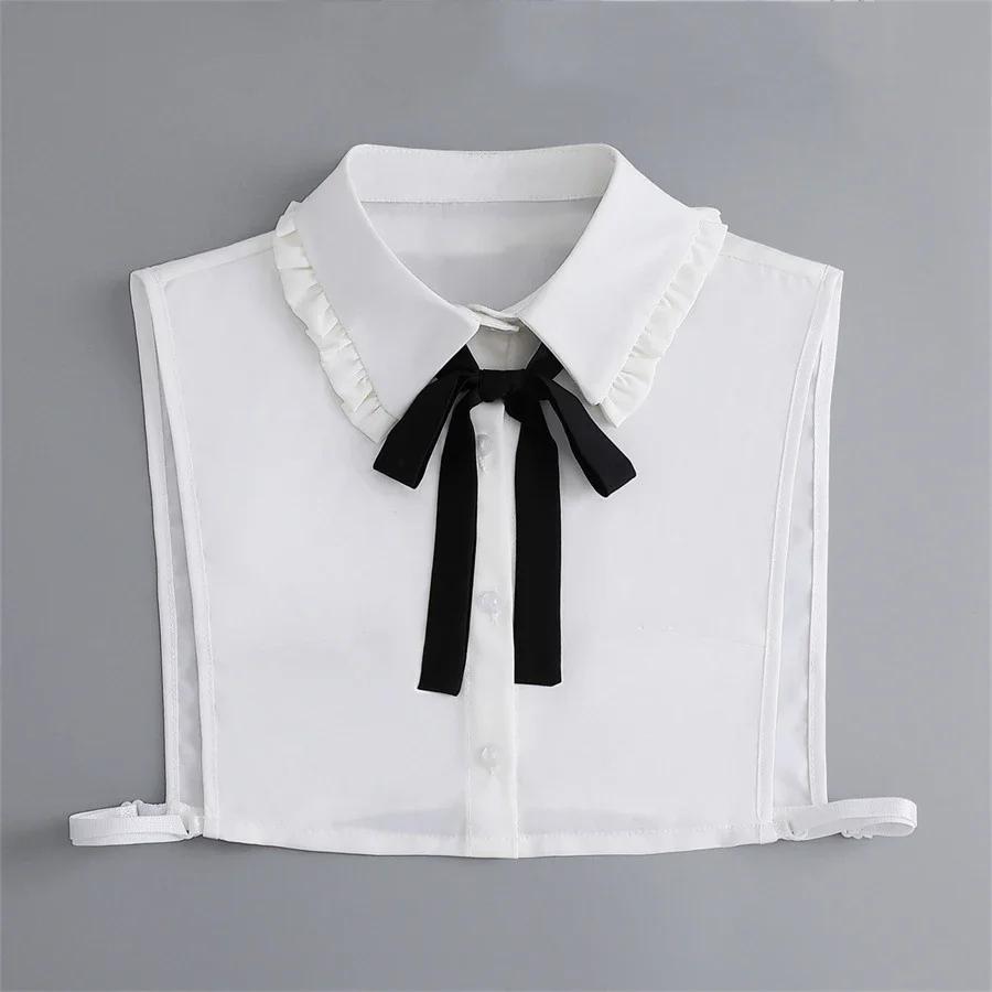 Girls Bowknots Lapel Shirt Detachable Collar Autumn Sweater Blouse Women Fake Collar Girls Removable Shirt Neck False Collar