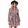 European and American women's clothing autumn new strap waist shirt skirt fashion plaid dress