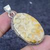 Fossil Coral Gemstone Handmade 925 Sterling Silver Jewelry Pendant 2.01" q9N49