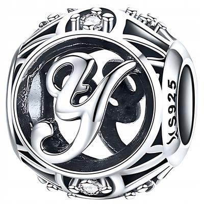 Charms Letter Y 925 Bead Pendant S925 Openwork Zircons Letter