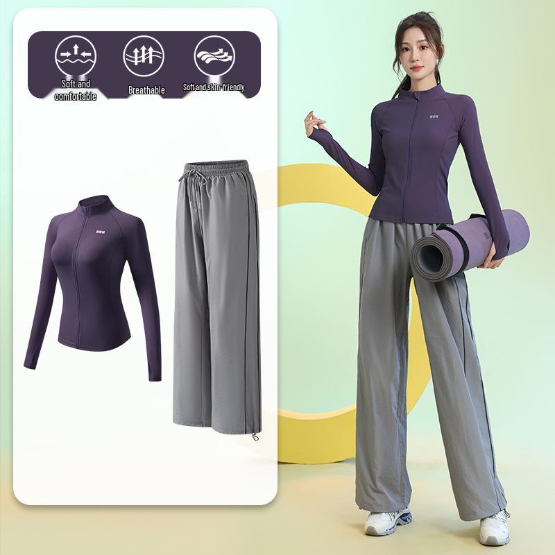 Damen Slim-Fit Atmungsaktiver Badmintonanzug - Herbst/Winter Schnelltrocknendes Sportbekleidungsset mit Reißverschluss und langen Ärmeln