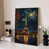 Eiffel Tower Full Diamond Painting Set, 5D Starry Sky Diamond Cross Stitch Craft, DIY Rhinestone Crafts Decoration Home Wall Mural Gift