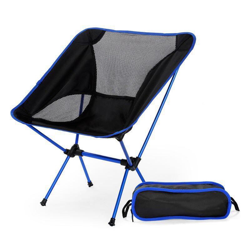 Chaise pliante ultralégère de voyage, chaise de Camping en plein air à charge élevée, Portable, plage, randonnée, pique-nique, siège d'outils de pêche bleu