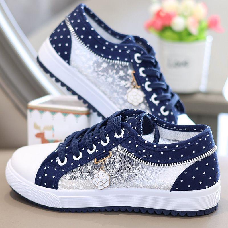 

Летняя повседневная обувь с вырезами из кружева, холст, полые, дышащие, на платформе, плоские туфли, женские кроссовки 40 темно-синий