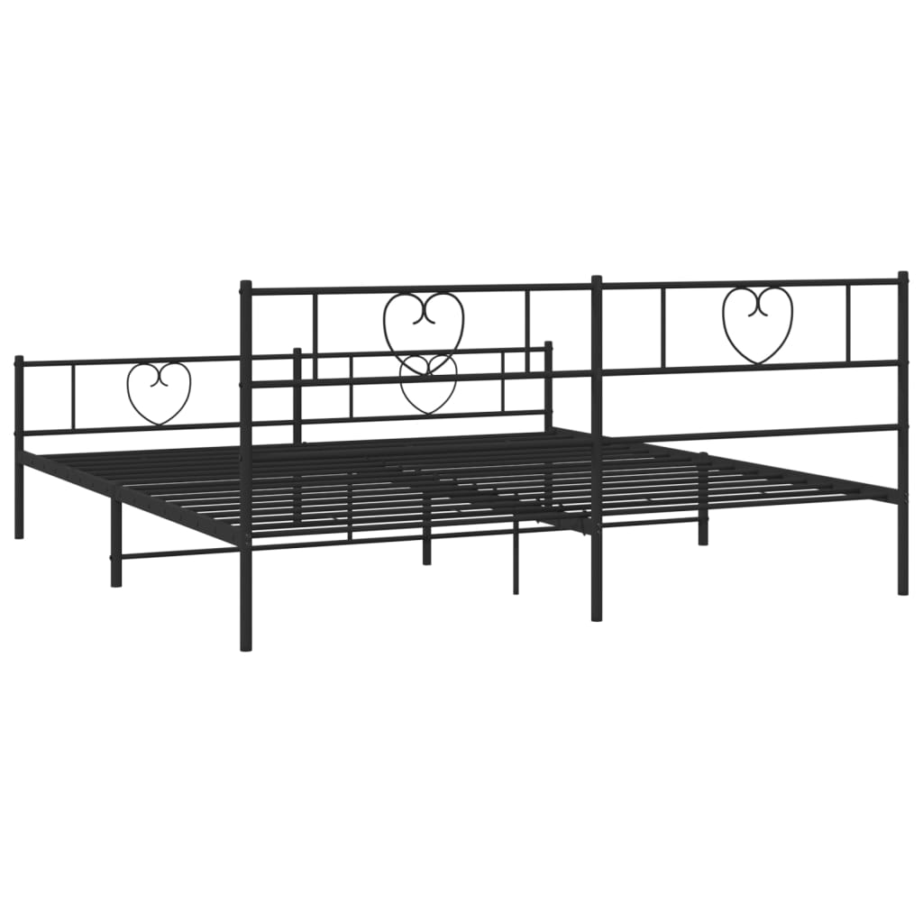 Bed Frame with Headboard and Footboard Metal Black 200x200 Cm