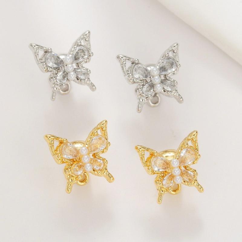 2Pcs Luxury Headphone Accessories Butterfly Zircon Anti-Loss Ear Clip For Wireless Earphones Jewelry