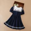 Girls Dress 100% Cotton White Sailor Back To School Dress Suitable for 5-12 Years Old Girls Short Sleeved Summer Dresses