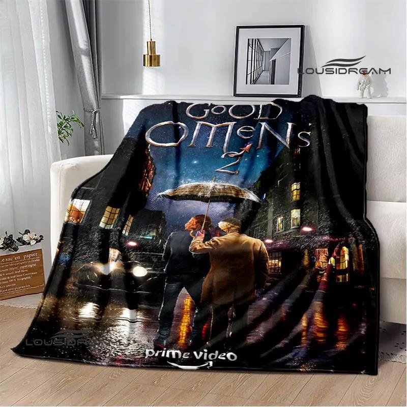 Good Omens Movie Print Blanket Kids Warm Nice Flannel Soft Comfortable Home Travel Blanket Bed Blanket Birthday Gift