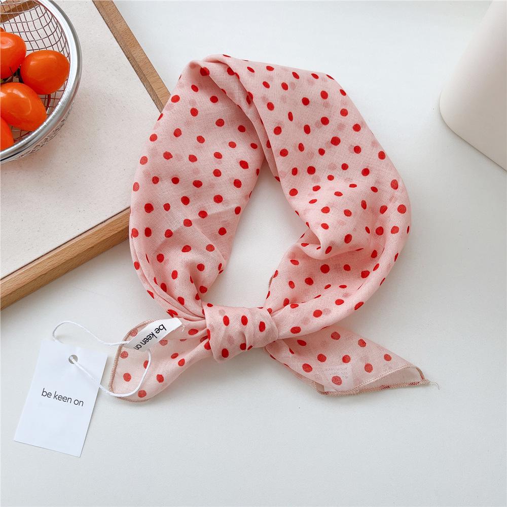 Koreanisches Trendiges Frühlings-Gepunktetes Seiden-Kopftuch - Quadratisches Mode-Tuch für Damen für Haare, Hals und Dekoration