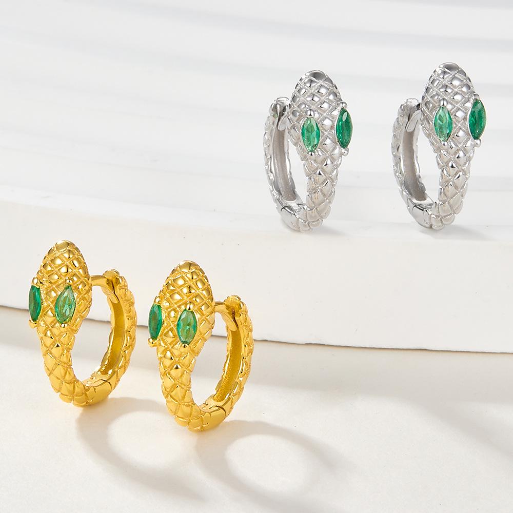 S925 Sterling Silver Zircon Snake Earrings - Cute, Stylish Animal Spirit Jewelry for Women