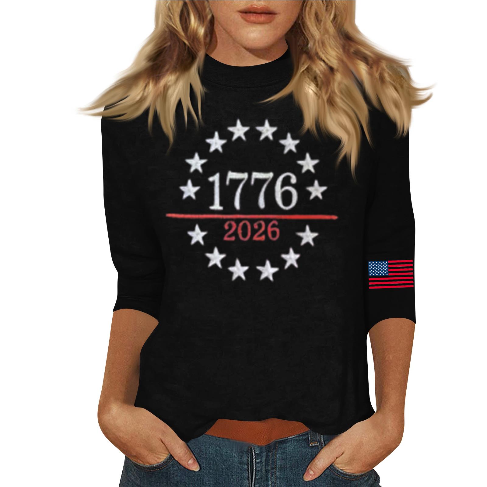 

Женская модная повседневная футболка с принтом, круглым вырезом и рукавом три четверти XXL чёрный