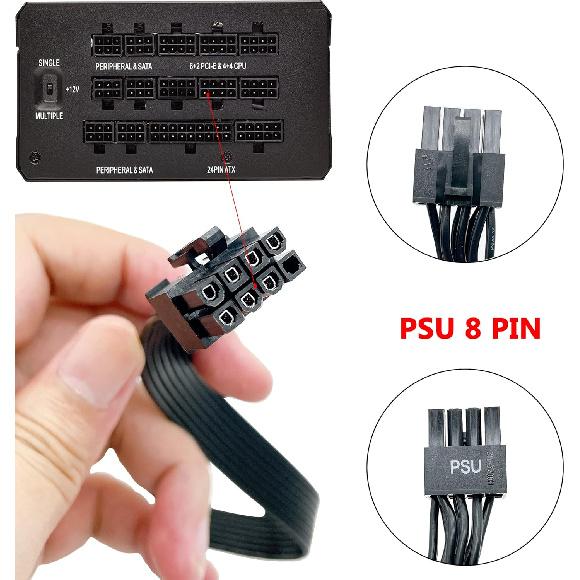PCIE Cable for Corsair, 65CM 8 Pin To Dual 6+2 Pin PCIE Power Cable for Thermaltake, Male To Male GPU Cable for ARESGAME Modular Power Supply