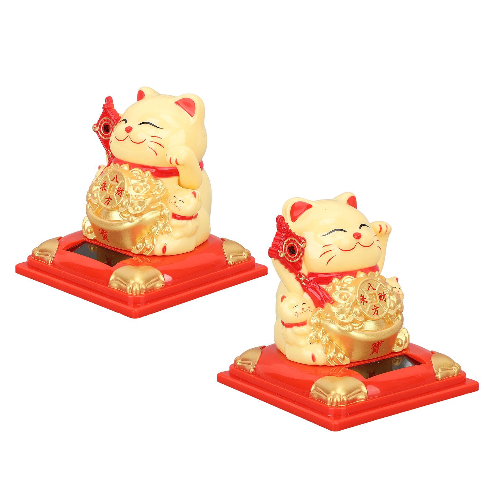 Cat Vivid Expression Plastic Cute Solar Fortune Cat with Waving Arm for Gift Decoration