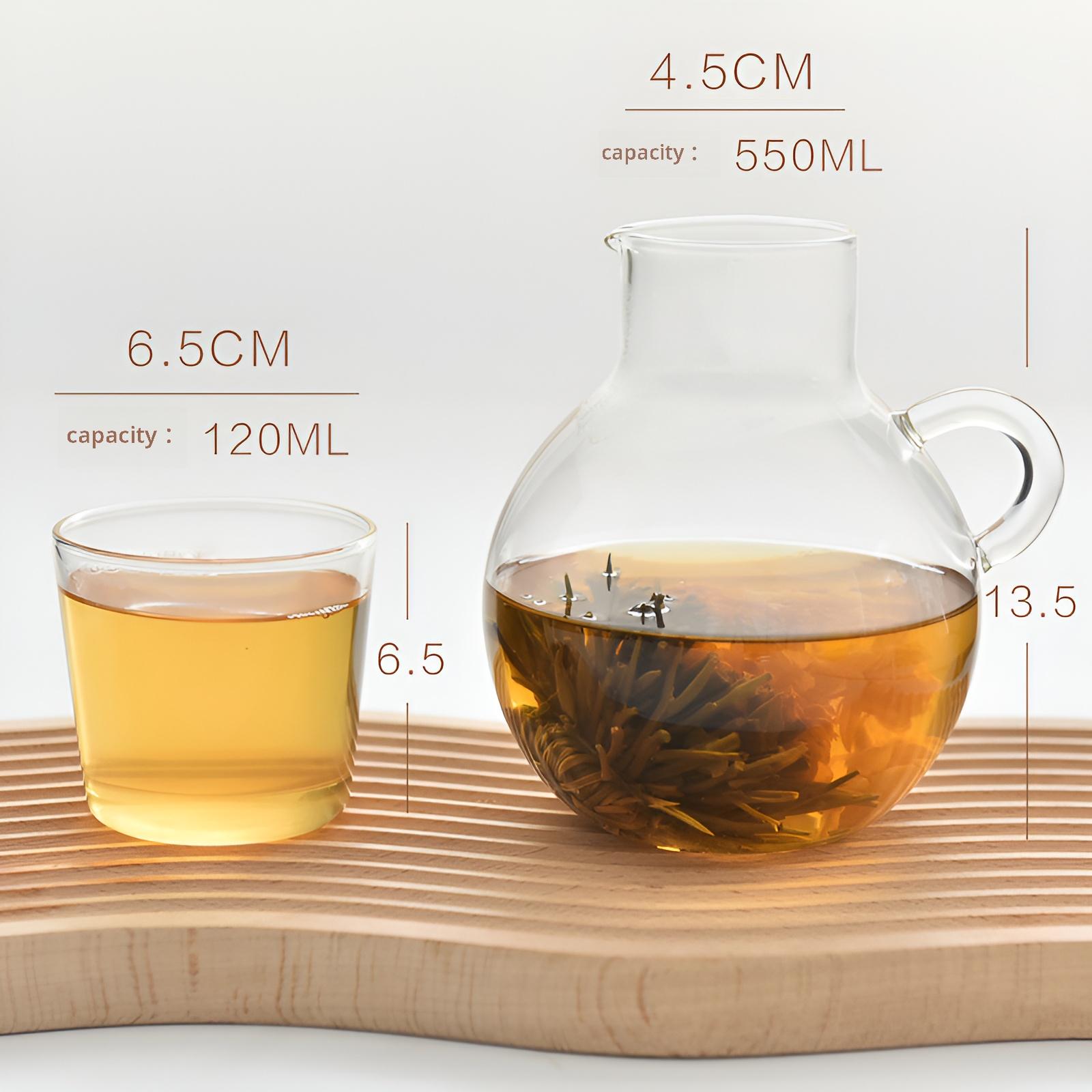 

Transparent One Pot One Cup Glass Kettle Set Home Kitchen Heat-Resistant Large Capacity Tea Pot Water Kettle Cups Kitchen Tools 401-500ml