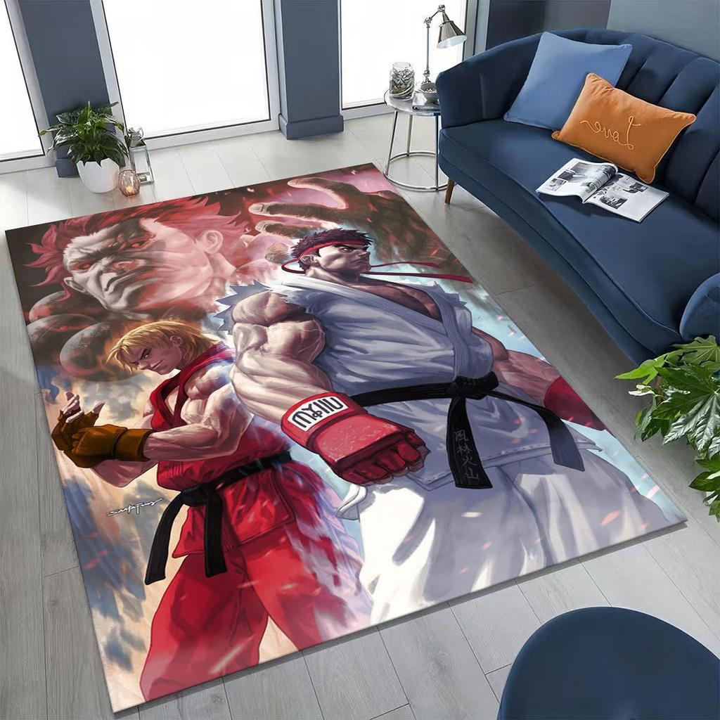 Retro Street Fighter 6 Characters Game Chun-Li Cartoon Rug for Bedroom Living Room Sofa Home Doormat Decor,Non-slip Floor Mat