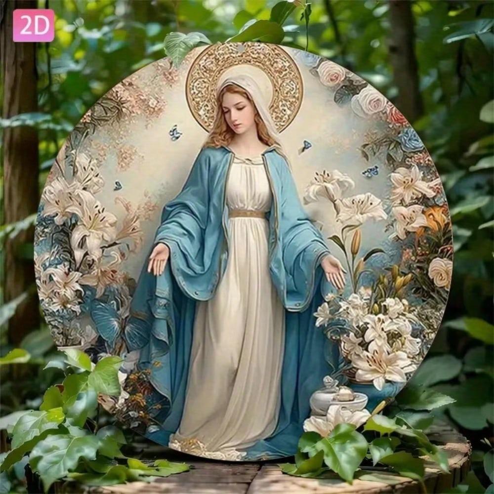 Metal Tin Sign Virgin Mary Wall Art Vintage Retro Outdoor Garden Decor