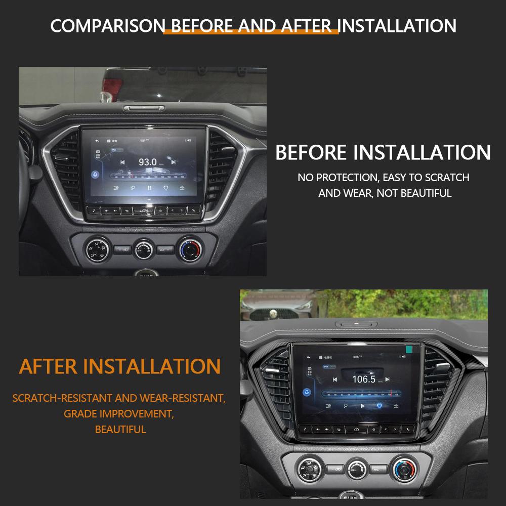 For ISUZU D-MAX DMAX 2021 - 2023 LHD Dashboard Central Control Trim Cover Navigation ABS Carbon Fiber Stickers Car Styling