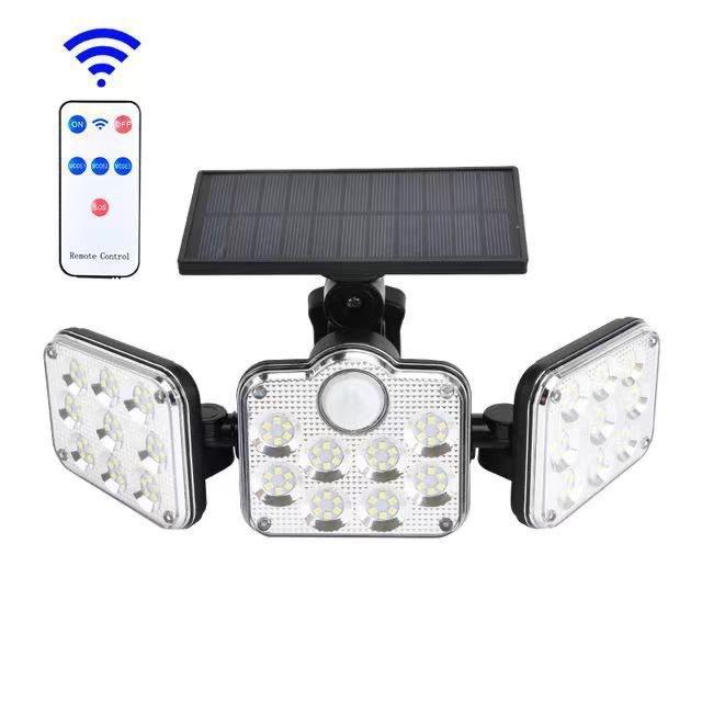 Super Bright Solar-Powered Three-Head Motion Sensor Outdoor Wall Lights