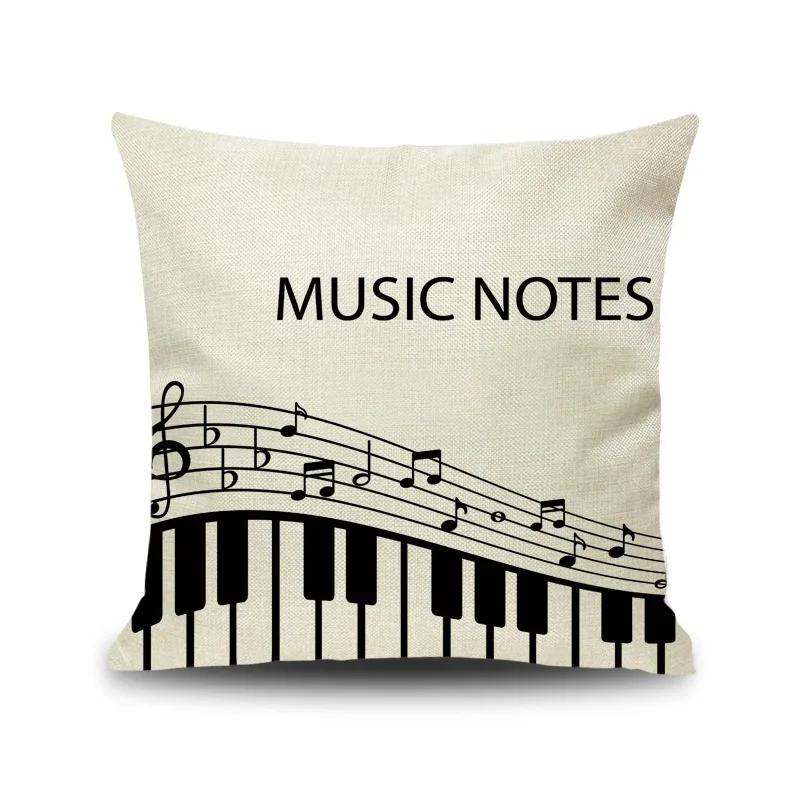 45X45CM Piano Key Wonderful Notes Decorative Pillowcase Car Sofa Art Piece Office Seat Cushion Cover Home Decoration