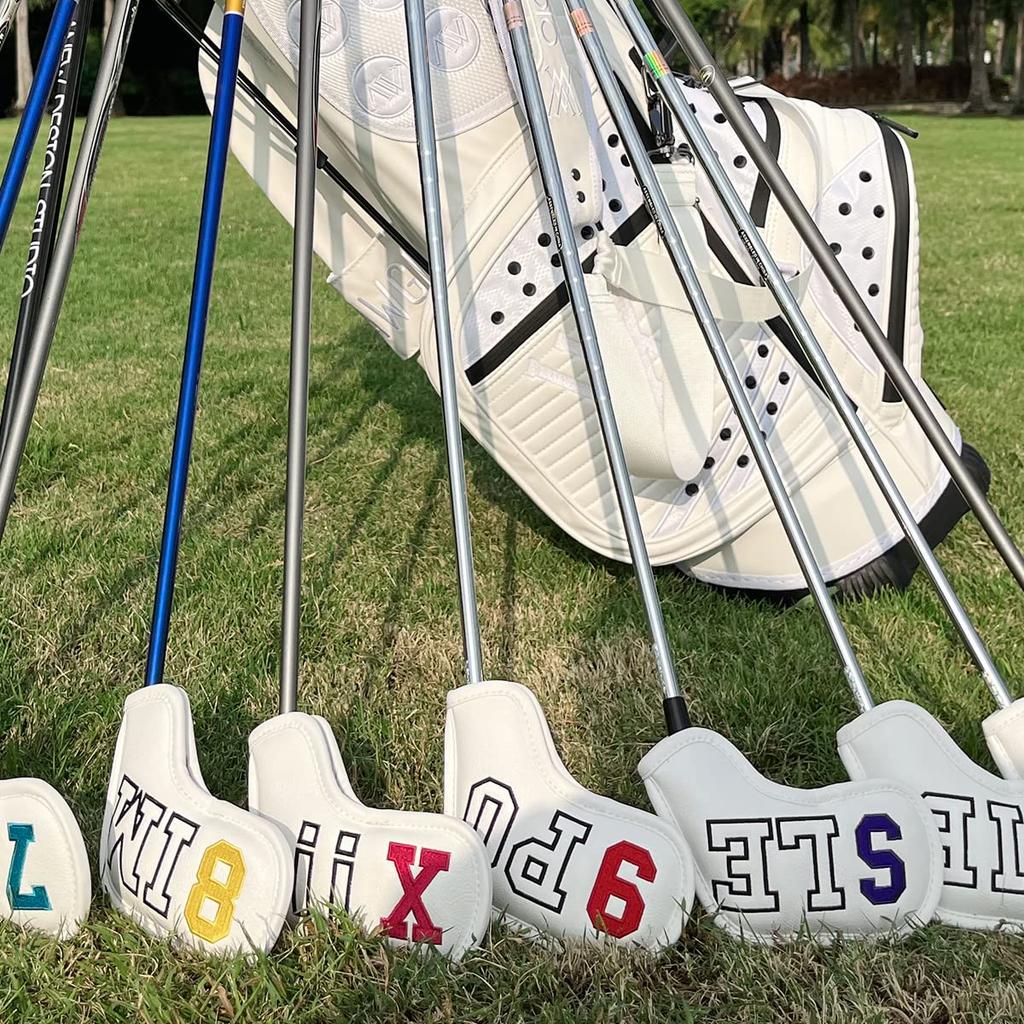 Golf Iron Cover Aliennana Golf Club Head Cover for Irons Set of 10 NEVER SAY IMPOSSIBLE Counted Luxury Embroidery Simple Iron Cover for Women and Men